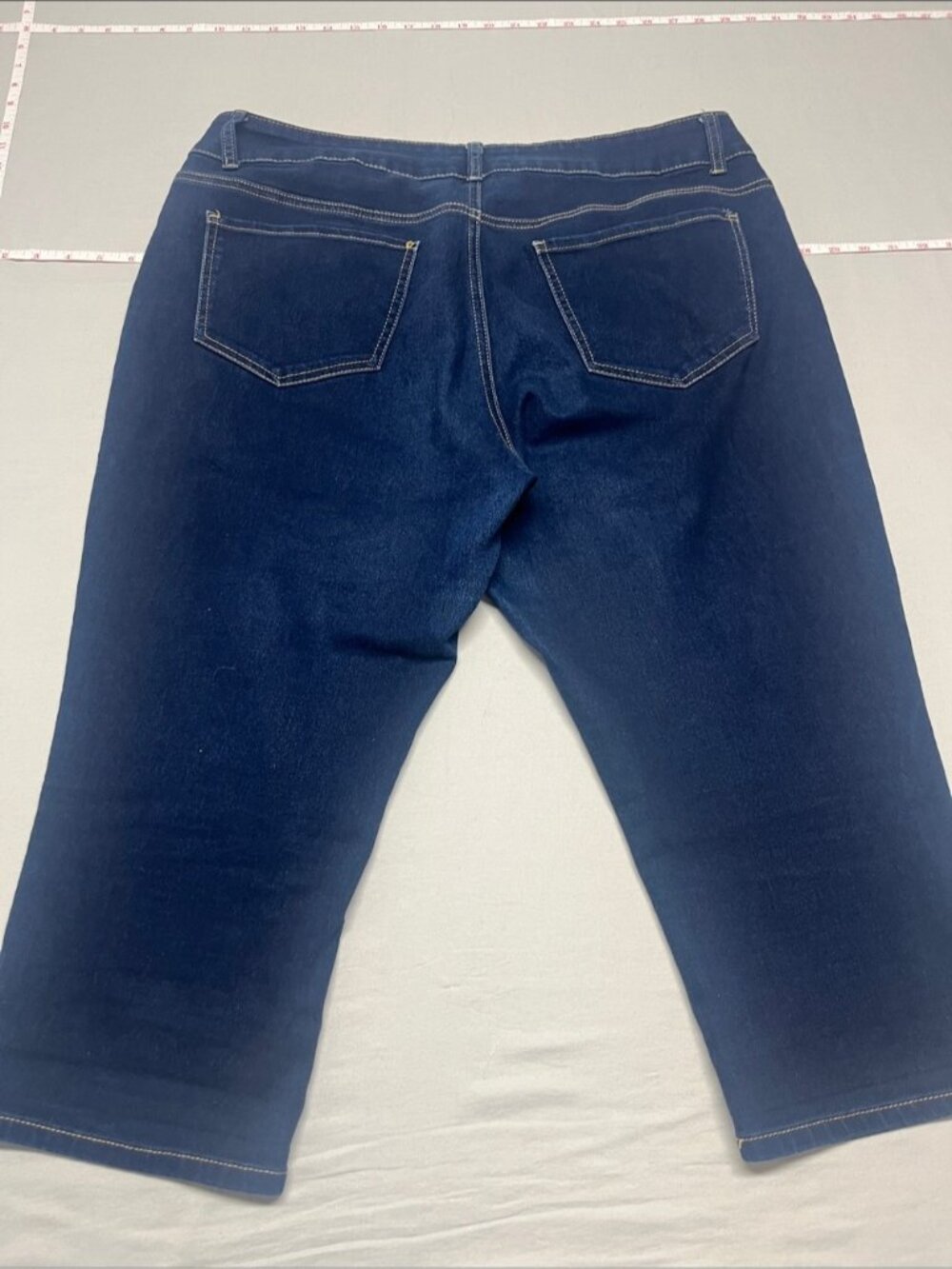 Women's Dark Blue Stretch Cropped Jeans Capri, curvy size 16 comfortable 1100 - Picture 6 of 6